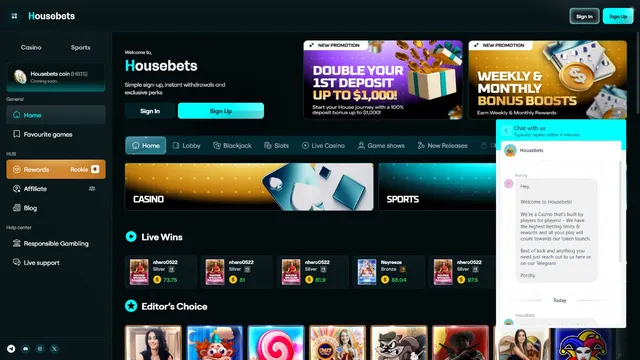 housebets casino support