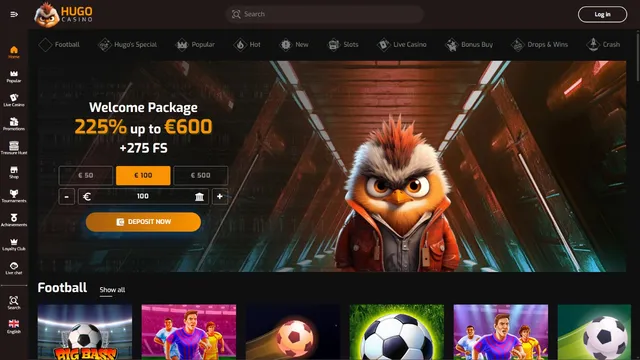 hugo casino website screen