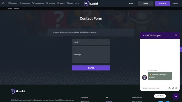 ilucki casino support