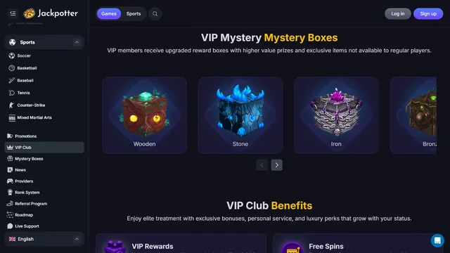 jackpotter casino vip club