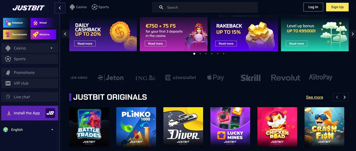 justbit casino screen