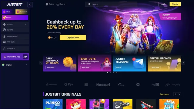 justbit v casino website screen