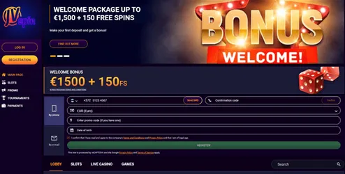 jvspin casino website screen