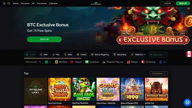 katsubet v casino website screen
