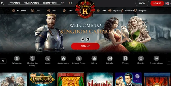 kingdom casino website screen