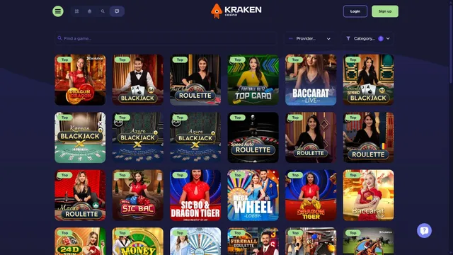 kraken casino live games