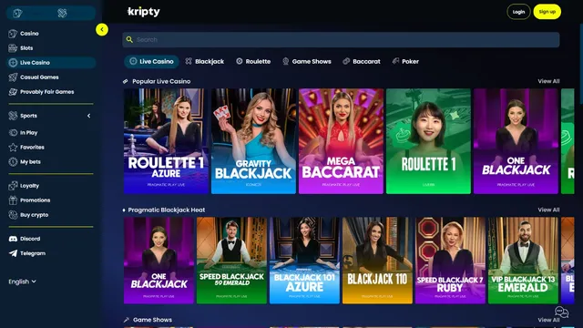 kripty casino live games