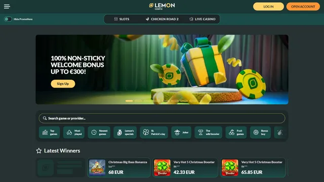 lemon casino website screen