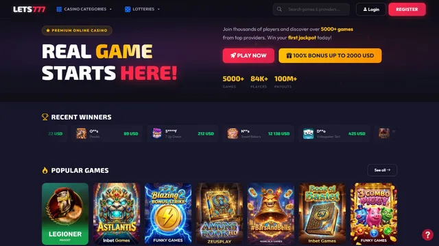 lets777 casino website screen