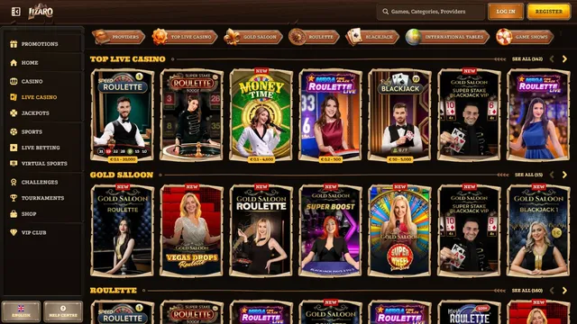 lizaro casino live games