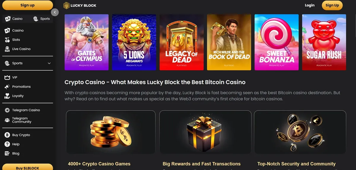 lucky block casino screen