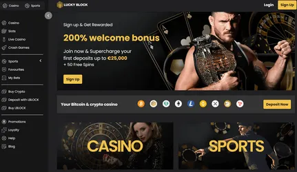 lucky block casino web screen
