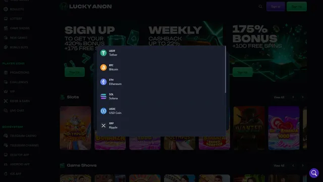 luckyanon casino deposit