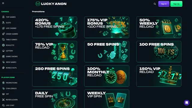 luckyanon casino promotions