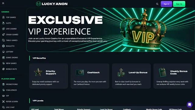 luckyanon casino vip club