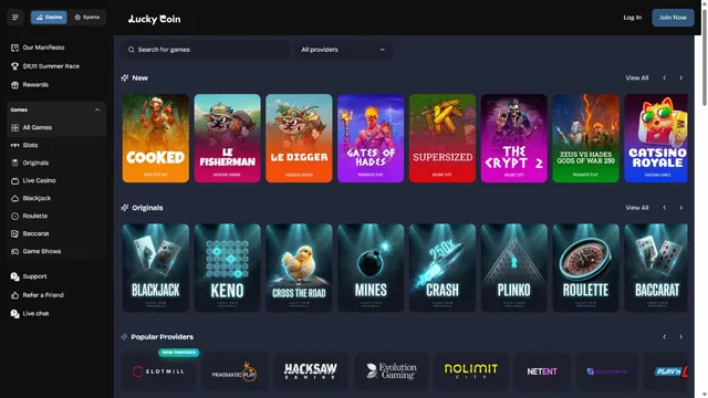 luckycoin casino games