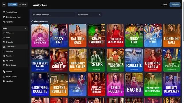 luckycoin casino live games