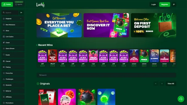 luckyfun casino website screen