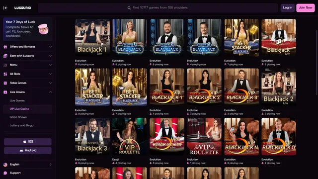 lussurio casino live games