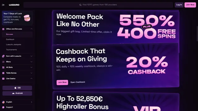 lussurio casino promotions