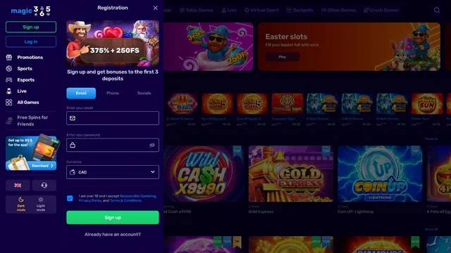 magic365 casino registration