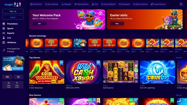 magic365 casino website screen