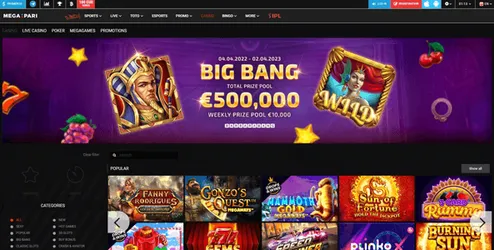 megapari casino website screen