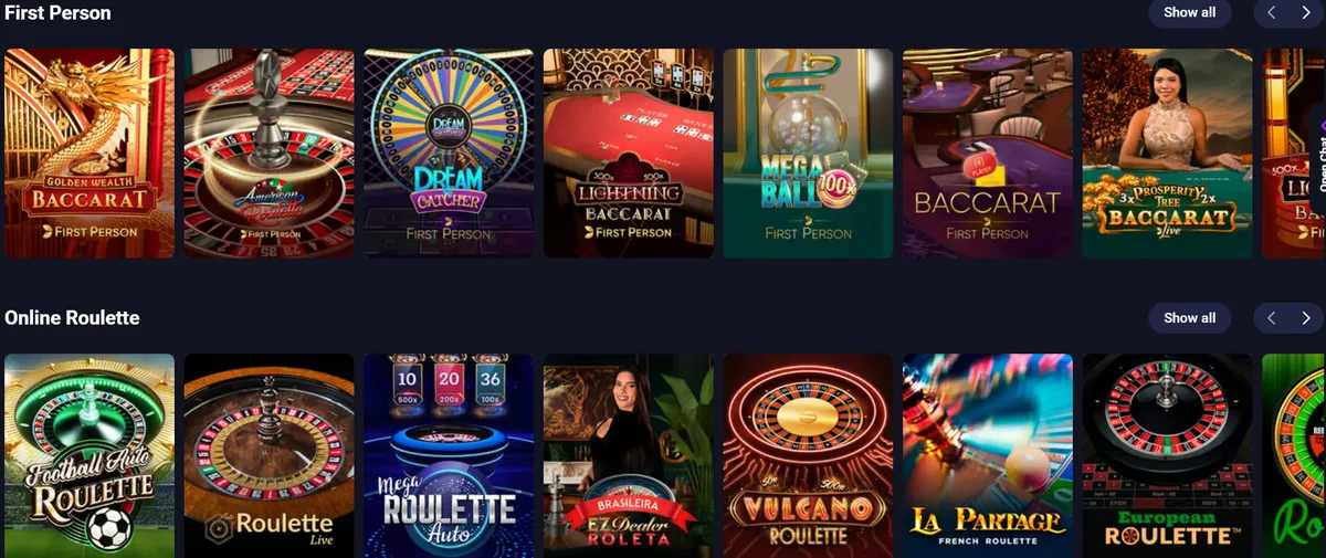 metaspins casino table games