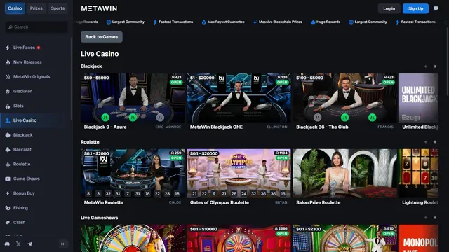 metawin casino live games