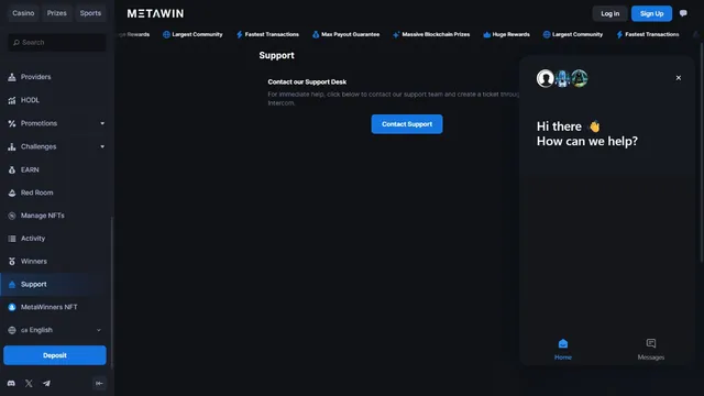 metawin casino support