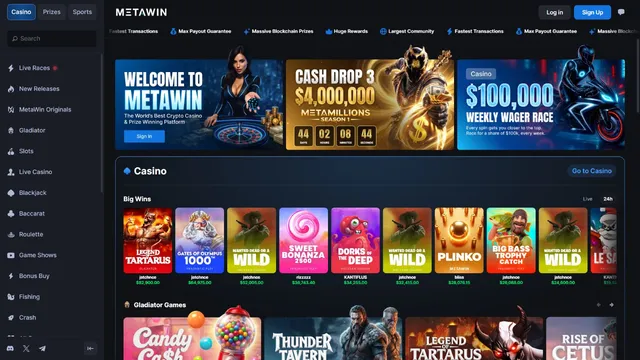 metawin casino website screen