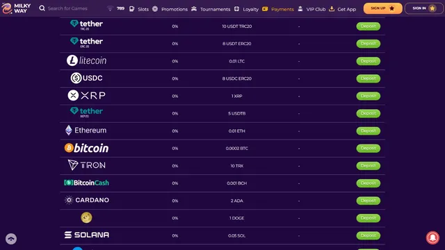 milkyway casino deposit