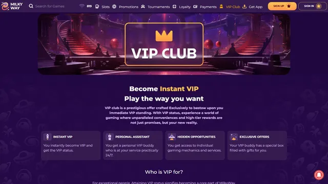 milkyway casino vip club