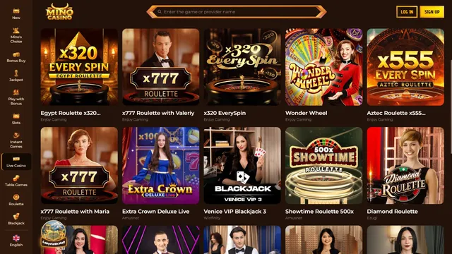 mino casino live games