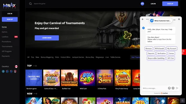 miraxcasino support