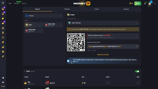 moneyx casino deposit