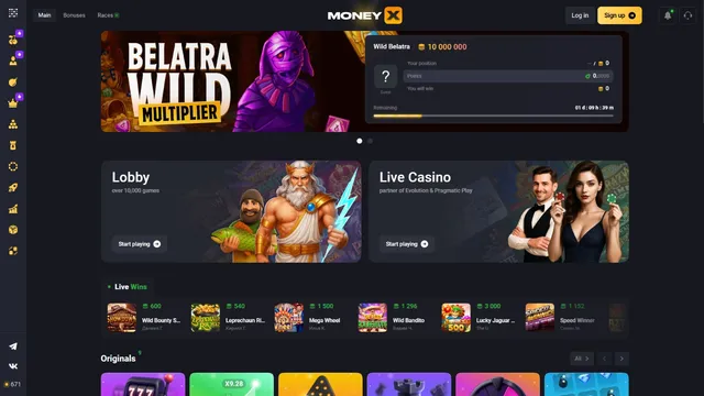 moneyx casino website screen