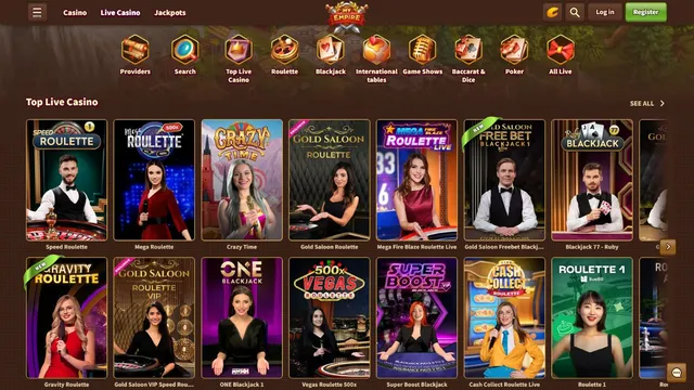 my empire casino live games