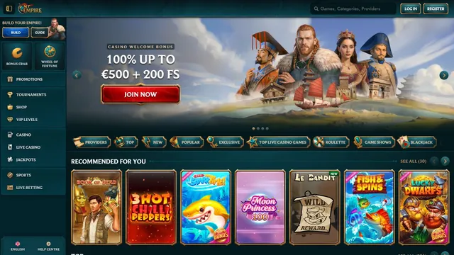 myempire casino website screen