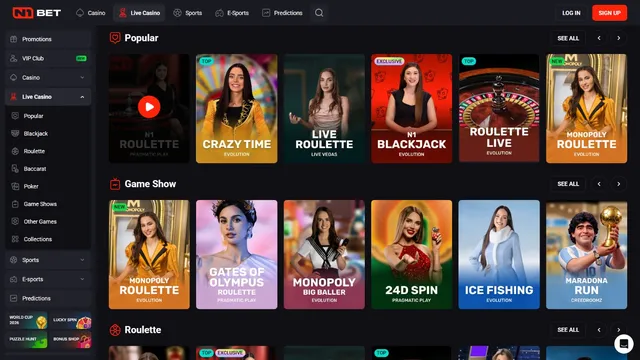 n1bet casino live games