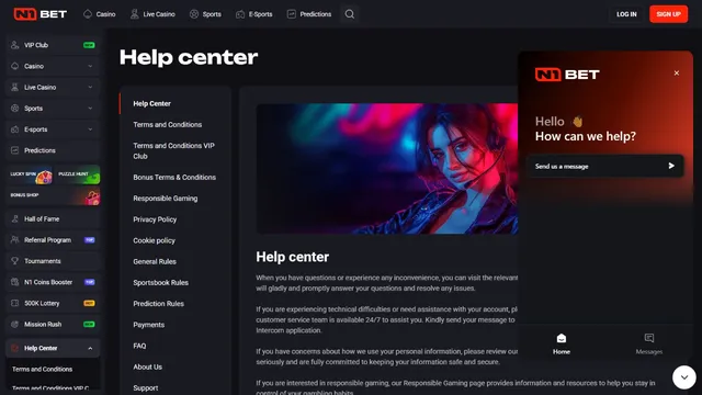 n1bet casino support
