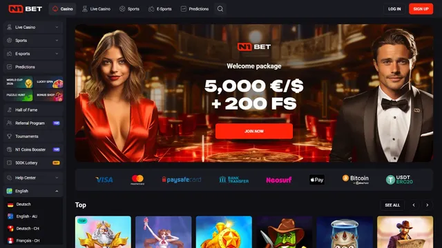 n1bet casino website screen