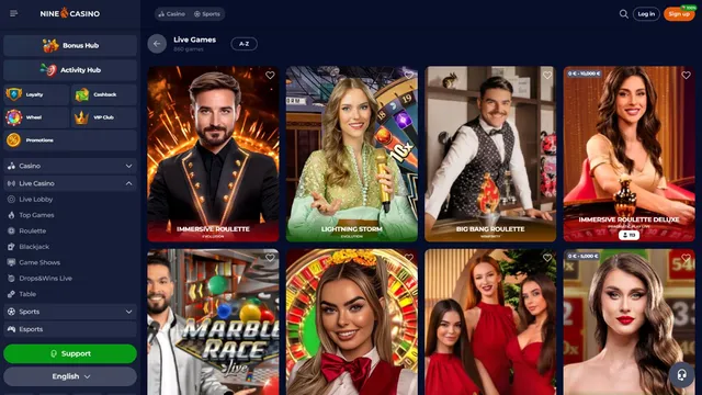 ninecasino live games
