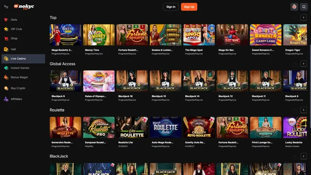 nokyc777 casino live games