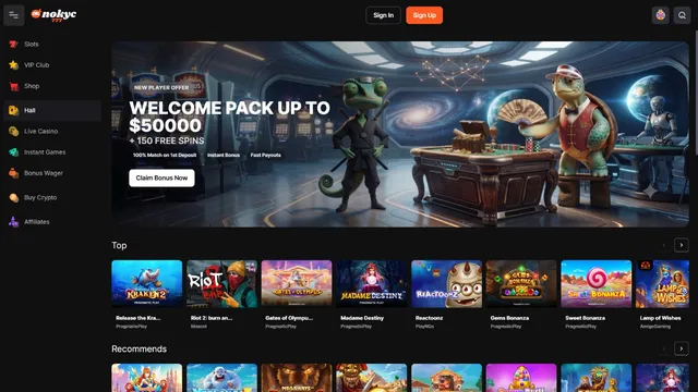 nokyc777 casino website screen