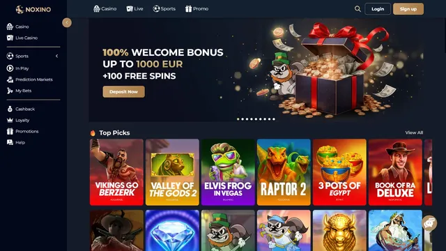 noxino casino website screen