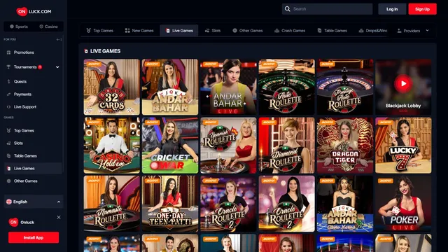 onluck casino live games