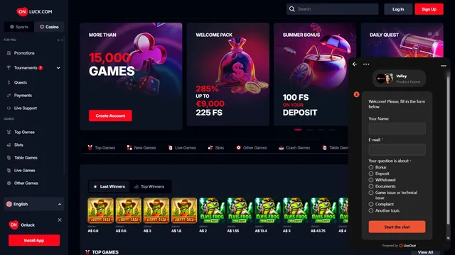 onluck casino support