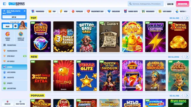 onlyspins casino games
