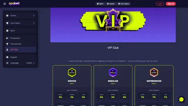 opabet casino vip club